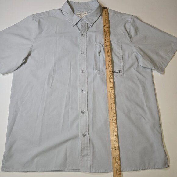 Gillz Shirt Mens LG Gray Performance Fishing Vented Stretch Outdoor Button Up - Picture 3 of 8